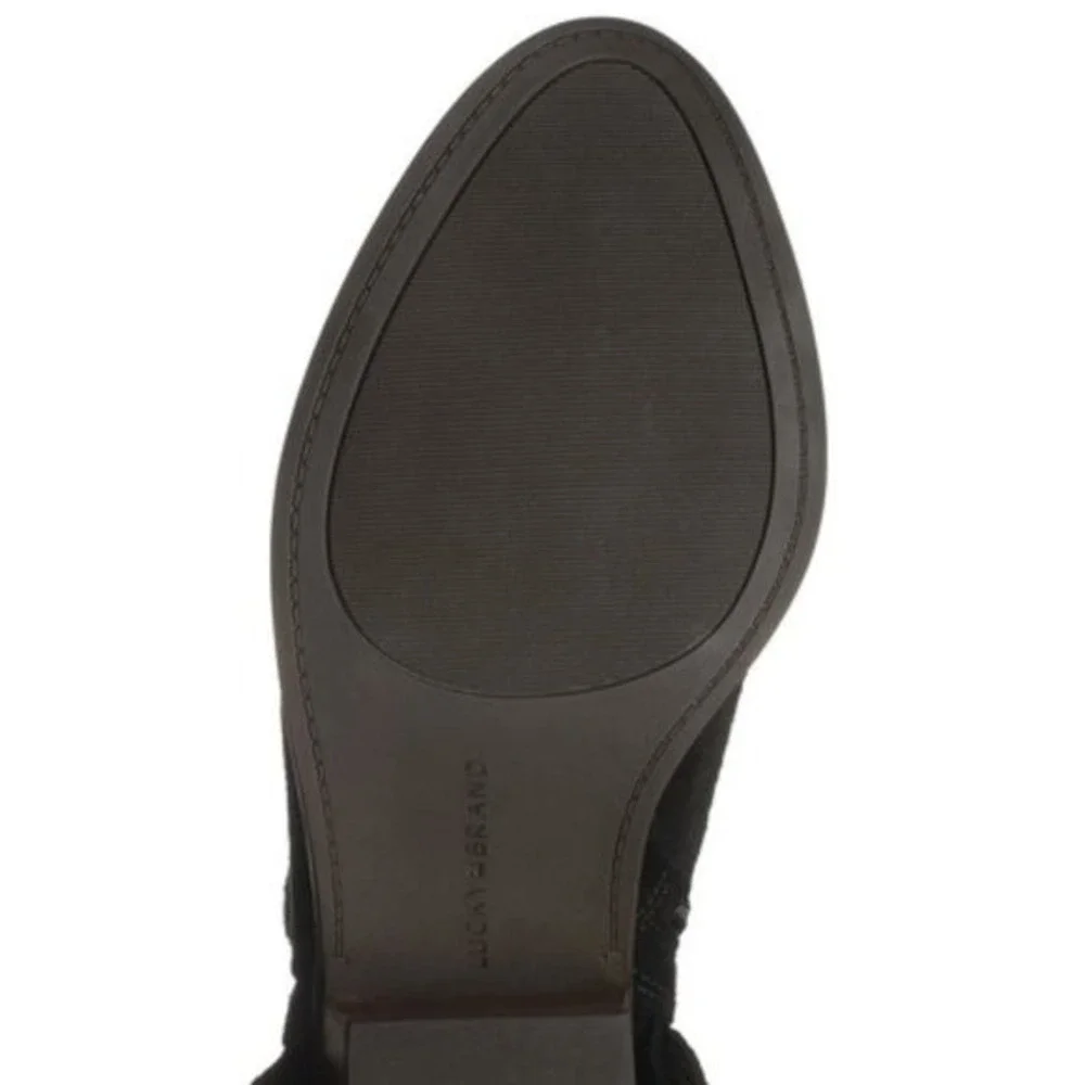 Lucky Brand Women's  Size‎ 7.5M Felisie Black Suede Fringe Booties Side Zip NWOB